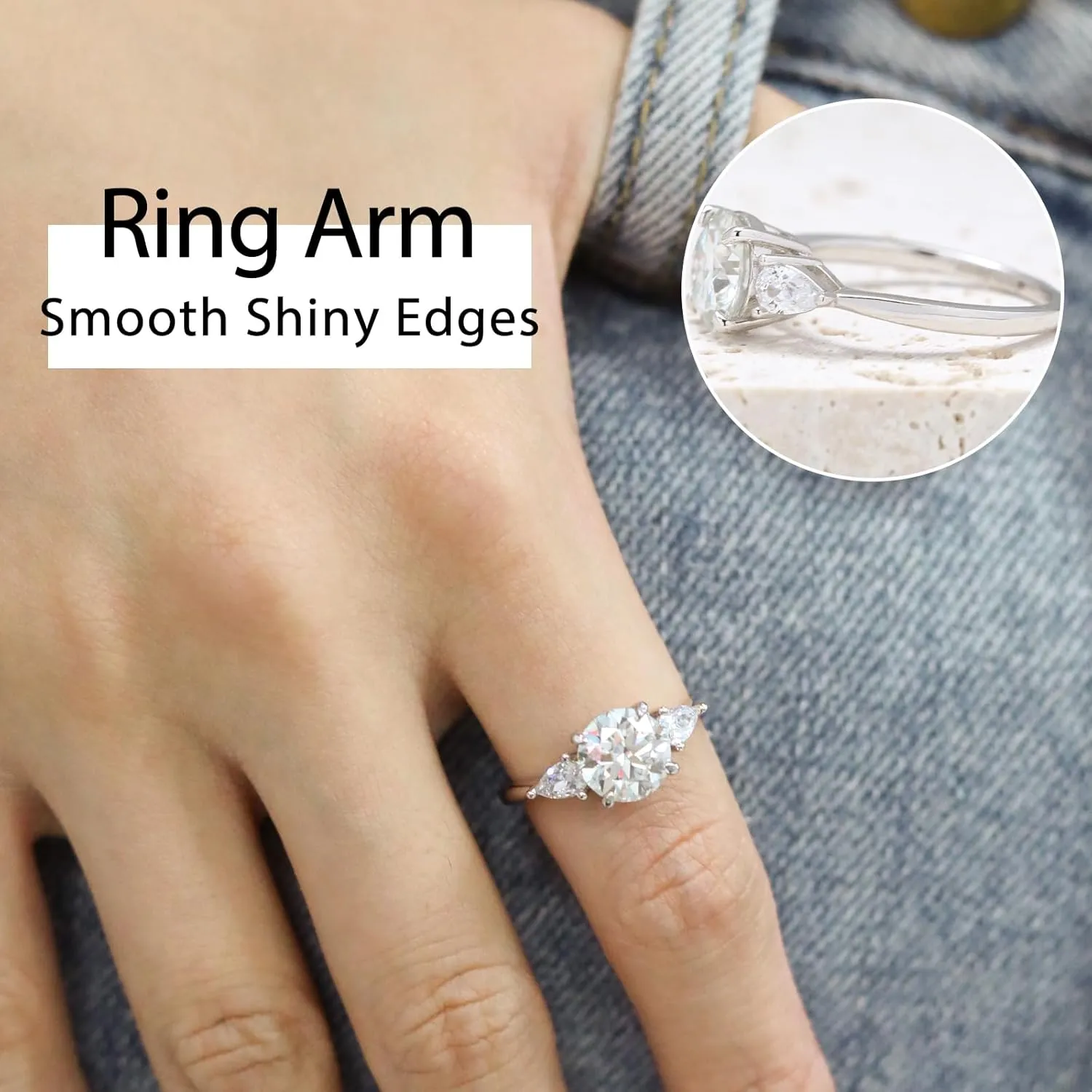 Round/Flower Moissanite Engagement Rings for Women,Engagement Promise Ring in 925 Sterling Silver with 18K White Gold Plated,D Color VVS1 Moissanite Wedding Rings 1.5/2/3CT