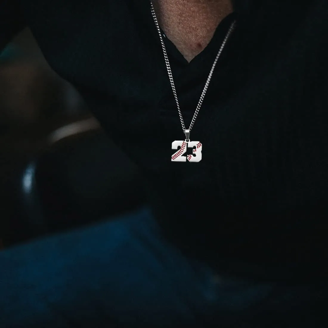 RWQIAN 2PCS Baseball Necklace for Boys Baseball Number Pendant Necklace Stainless Steel Mens Baseball Cross and Number Chain Set,I CAN DO ALL THINGS Strength Bible Verse Cross Necklace Sport Jewelry