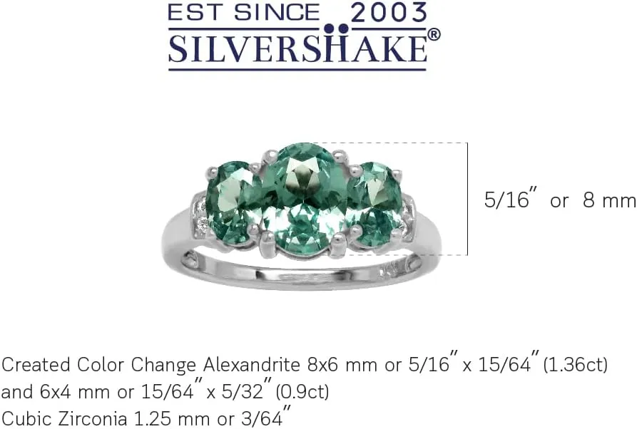 Silvershake 3-Stone Oval Shape Birthstone Gemstone White Gold Plated or Yellow Gold Plated 925 Sterling Silver Classic Statement Ring Jewelry for Women