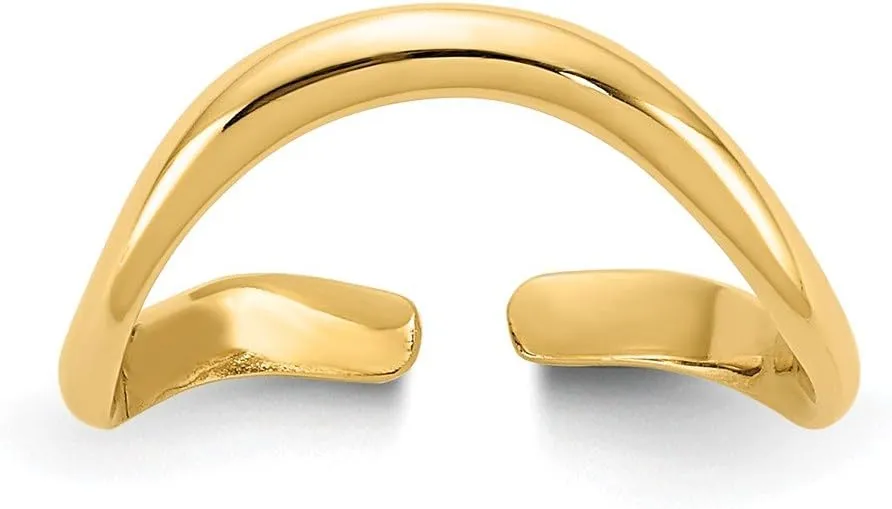 Solid 14k Yellow Gold Toe Ring Adjustable