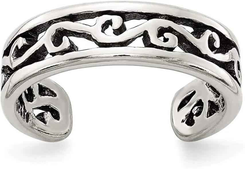 Solid Real 925 Sterling Silver Toe Ring Adjustable