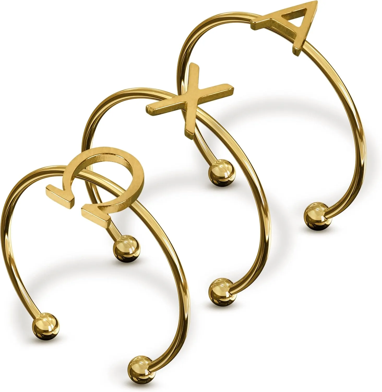 Sorority Shop Alpha Chi Omega Stacking Ring Set - Adjustable Rings with 18k Gold Plating
