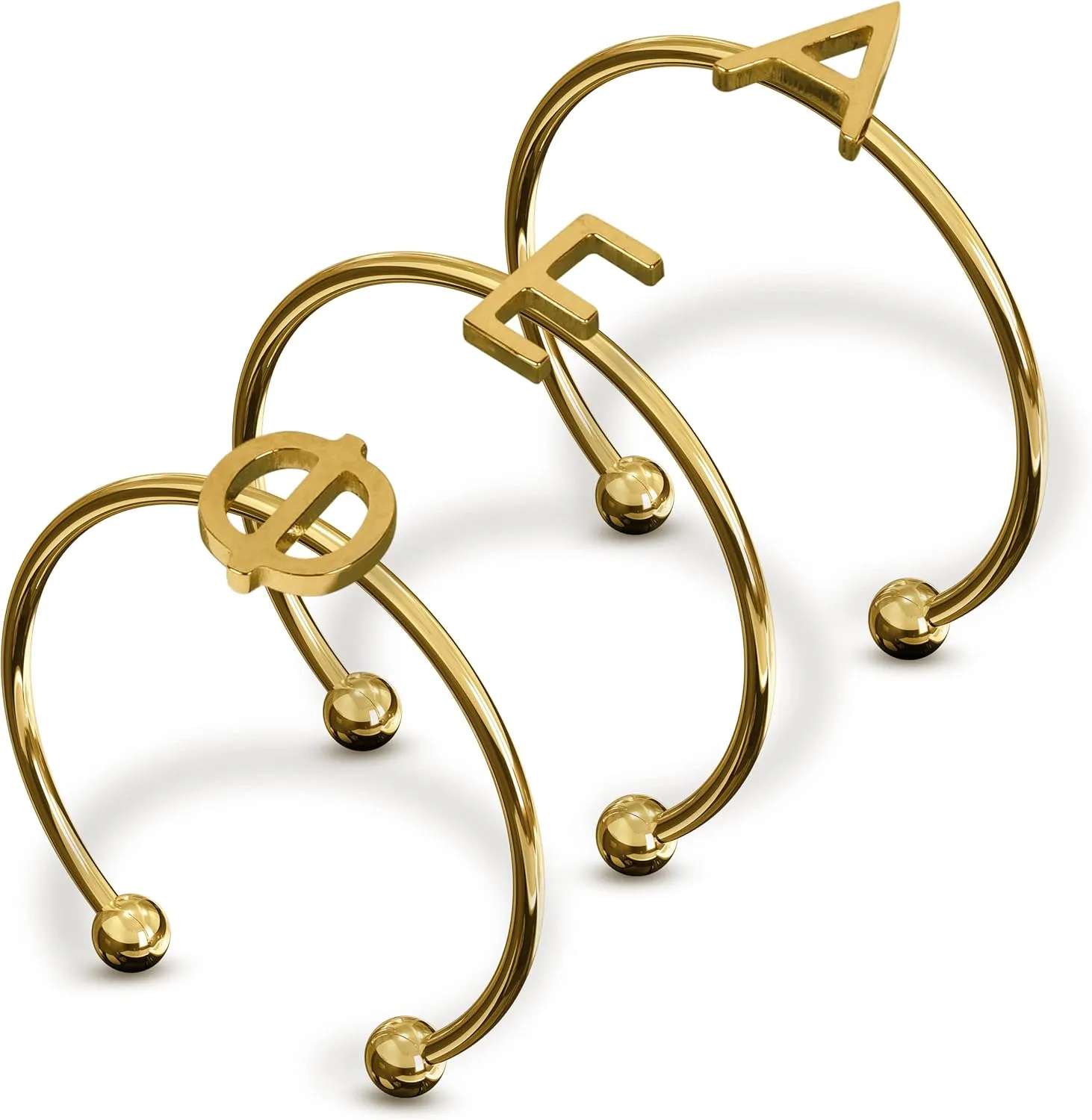 Sorority Shop Alpha Epsilon Phi Stacking Ring Set - Adjustable Rings with 18k Gold Plating