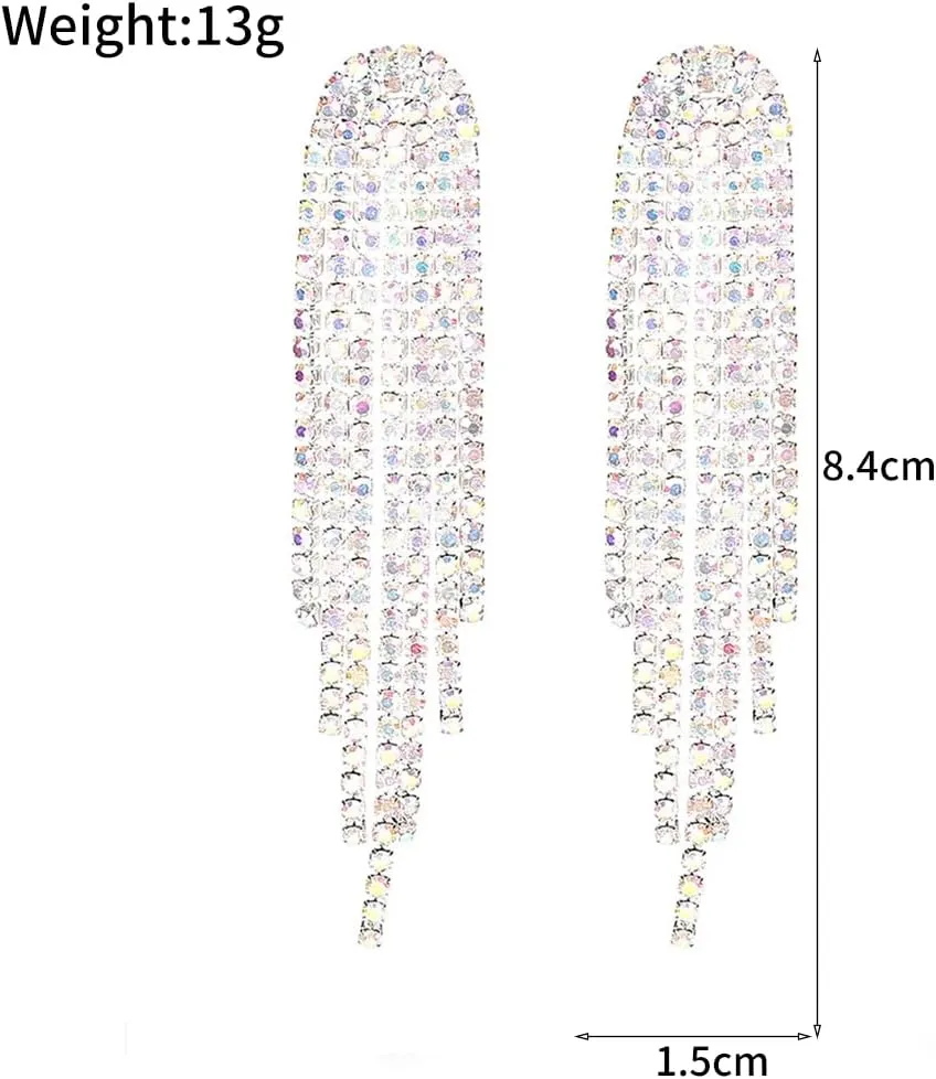 Sparkling Crystal Chandelier Dangle Earrings for Women Minimalist Gold Plated Cubic Zirconia Long Tassel Chain Earrings Charm Wedding Jewelry Gift