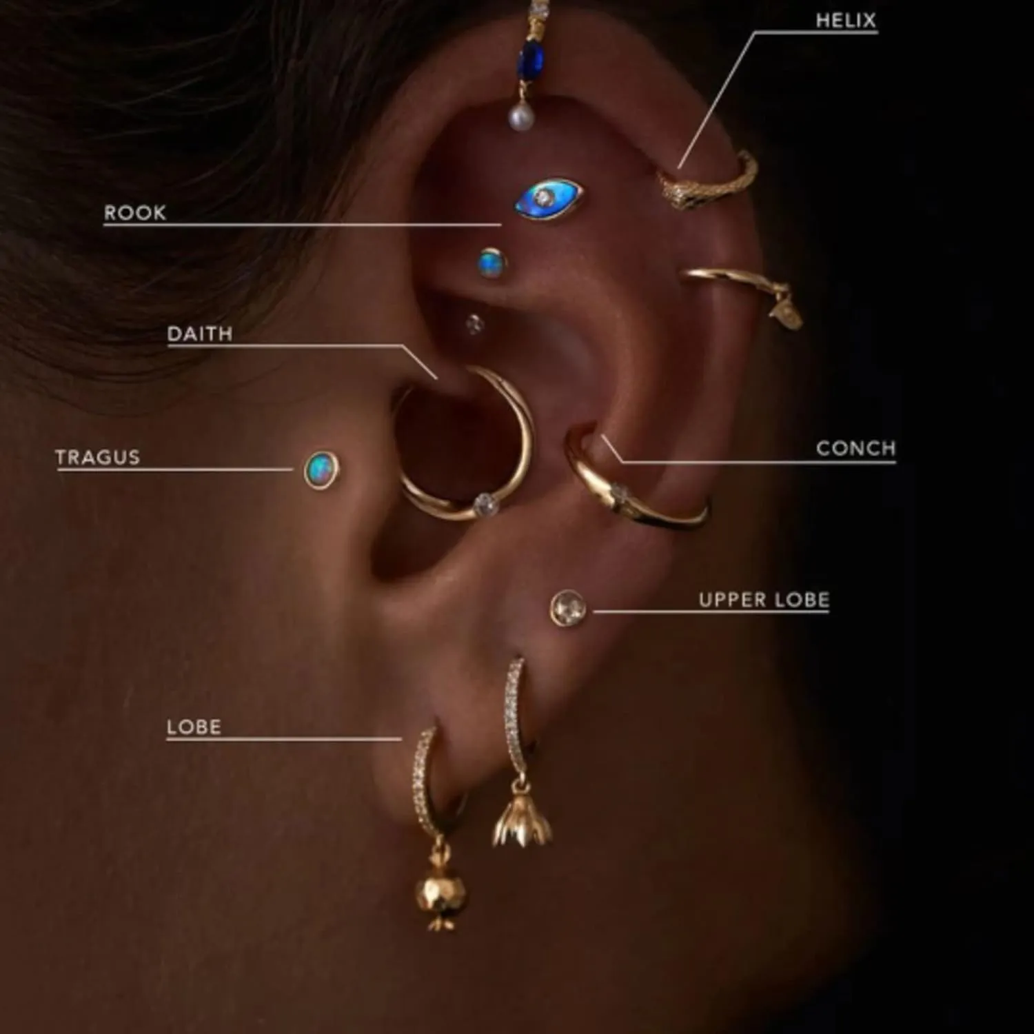 Star-Design Yellow Gold Clip-On Earrings, Diamond (0.50ct) Clover Dangle Huggie Hoop, 14K Gold Round Hoop Earring, Gift Foe Women.