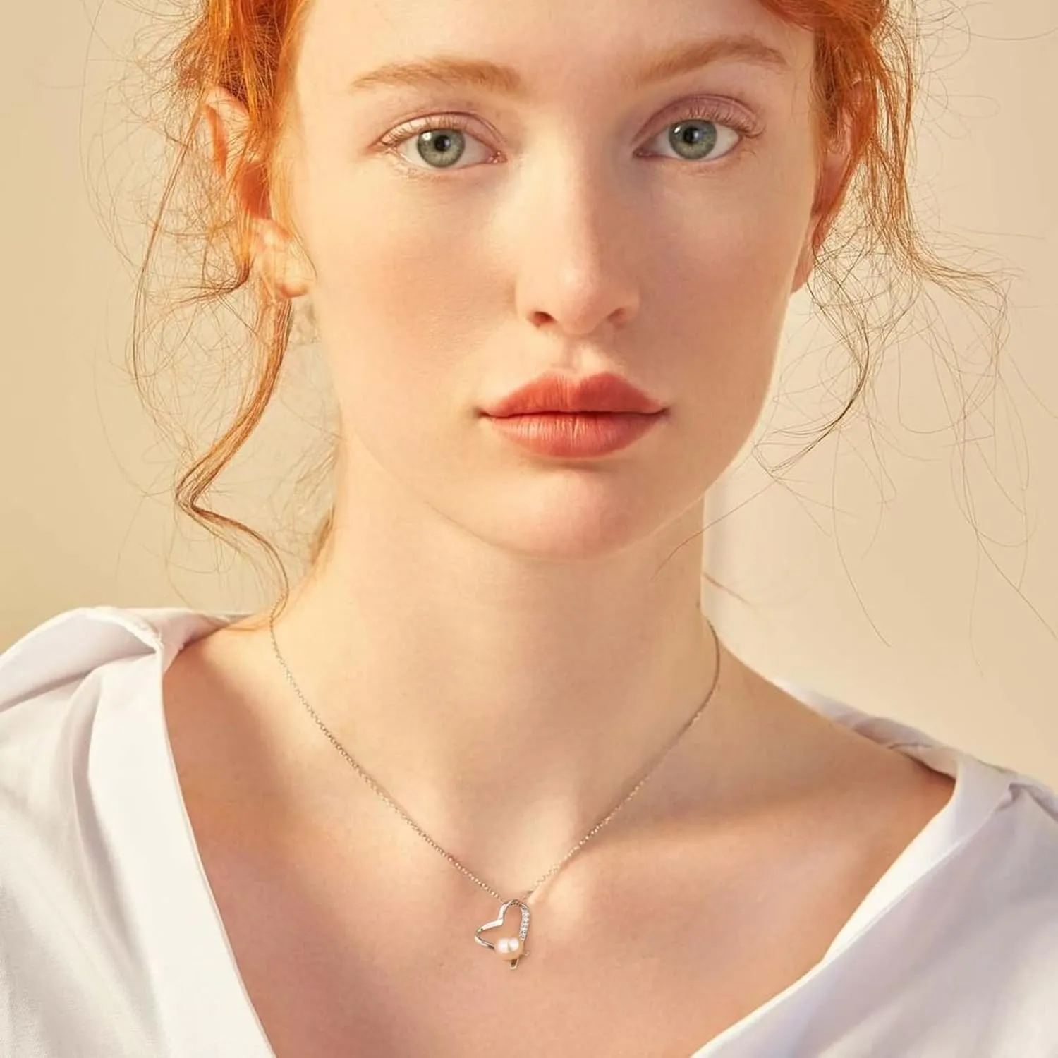Sterling Silver Pearl Necklaces for Women, Gold/Silver Heart Necklaces for Girls, 10 13 16 21 30 40 50 60 Years old Birthday Wedding Jewelry Gifts, Single Pearl Simple Tiny Small Faux Pearl Necklaces
