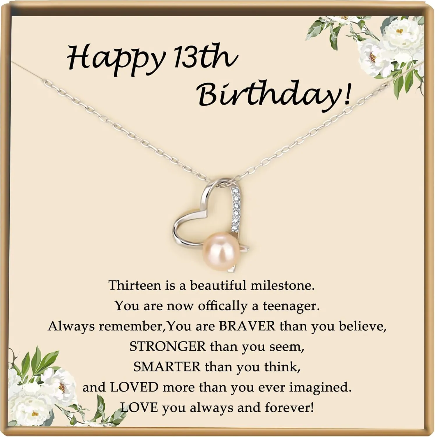 Sterling Silver Pearl Necklaces for Women, Gold/Silver Heart Necklaces for Girls, 10 13 16 21 30 40 50 60 Years old Birthday Wedding Jewelry Gifts, Single Pearl Simple Tiny Small Faux Pearl Necklaces