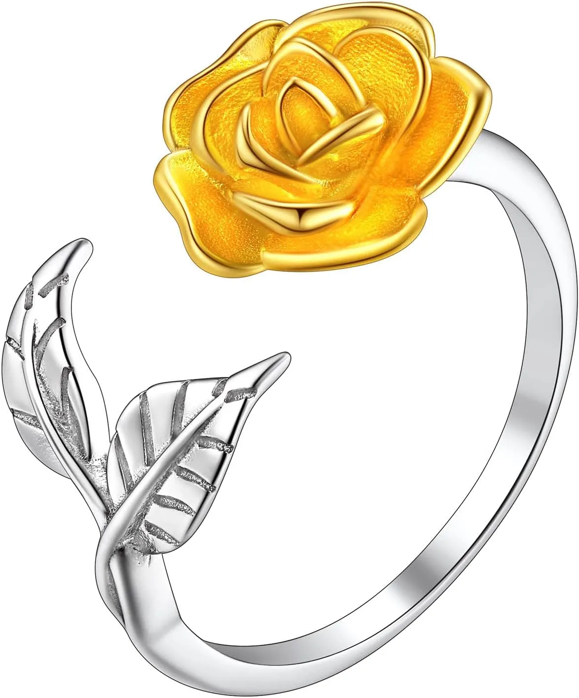 Suplight 925 Sterling Silver Wave Ring/Sideways Cross/Teardrop/Heart Shaped/Sunflower Adjustable Open Ring (with Gift Box)