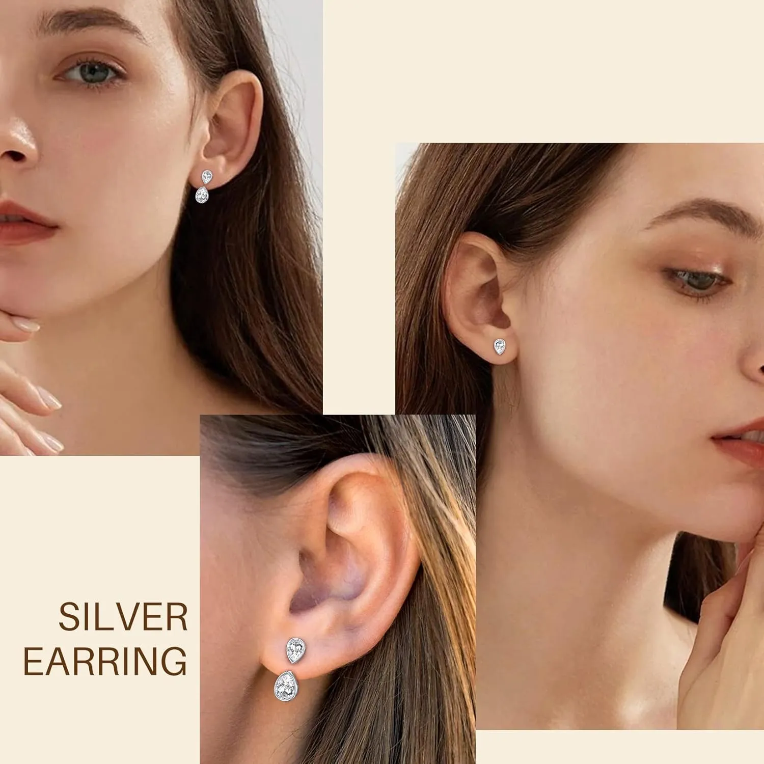 Suplight Hypoallergenic 925 Sterling Silver Teardrop/Pearl Front Back Ear Jacket Earrings for Women (with Gift Box)