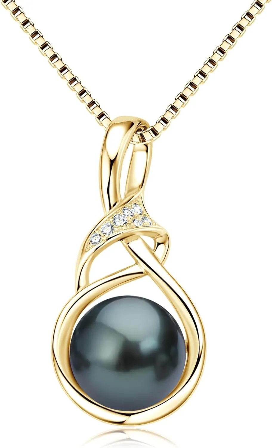 Tahitian Black Pearl Necklaces for Women, 925 Sterling Silver Single Pearl Pendant Necklace with Moissanite, Birthday Anniversary Jewelry Gifts for Wife Mom