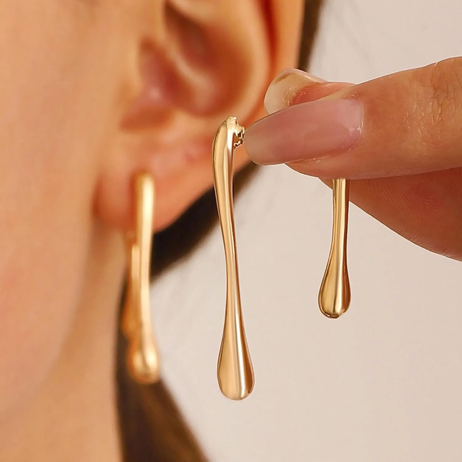 Teardrop Front Back Earrings Gold Geometric Linear Ear Jacket Earrings Simple Waterdrop Ear Jacket Stud Earrings Statement Jewelry for Women