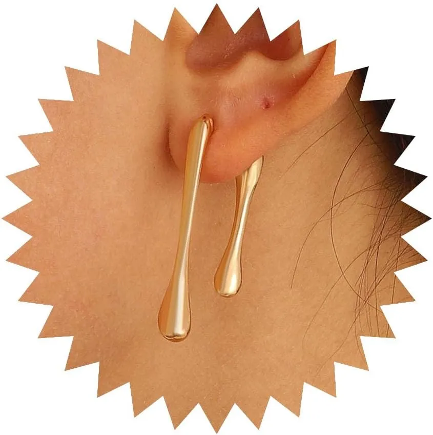 Teardrop Front Back Earrings Gold Geometric Linear Ear Jacket Earrings Simple Waterdrop Ear Jacket Stud Earrings Statement Jewelry for Women