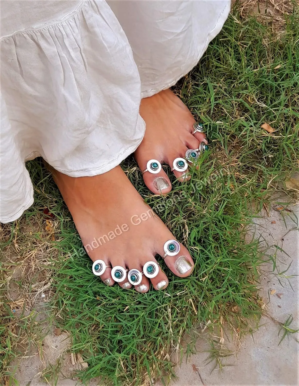 Toe Ring, Adjustable Ring, Foot Jewelry, Summer Jewelry, Foot Ring, Green Onyx Toe Ring, Boho Toe Ring, Midi Toe Ring, Women Foot Finger Ring, Green Stone Rings, Vintage Ring, toerings, Amazon rings