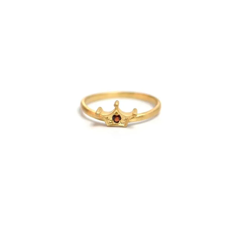 Trendy 925 Sterling Silver Crown Shape Gold Ring Citrine Gemstone Indian Gold Jewellery For Woman And Girls Promise Ring for Her (9.5)