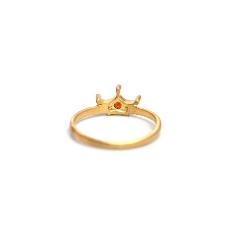 Trendy 925 Sterling Silver Crown Shape Gold Ring Citrine Gemstone Indian Gold Jewellery For Woman And Girls Promise Ring for Her (9.5)