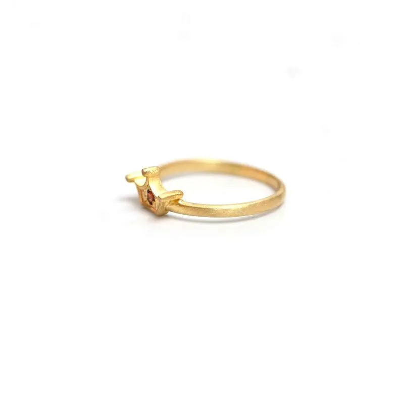 Trendy 925 Sterling Silver Crown Shape Gold Ring Citrine Gemstone Indian Gold Jewellery For Woman And Girls Promise Ring for Her (9.5)