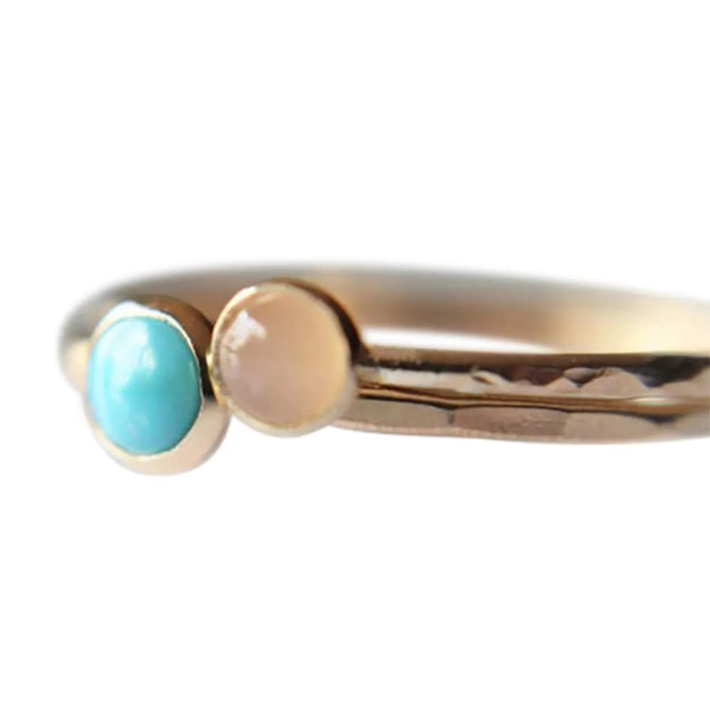 Turquoise Stacking Ring Set, Turquoise Ring, Natural Gemstone Ring, Turquoise, Turquoise Jewelry, Peach Moonstone Ring, Gold Rings, Gift