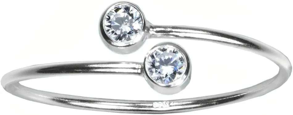 uGems Adjustable Gold Fill, or Sterling Silver, or Rose Gold Fill Assorted Sizes 2-CZ White