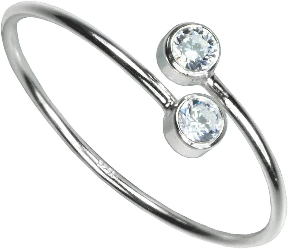 uGems Adjustable Gold Fill, or Sterling Silver, or Rose Gold Fill Assorted Sizes 2-CZ White