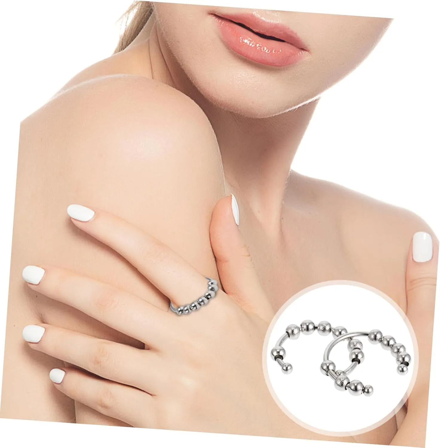 VALICLUD Ring Finger Finger Rotating Finger Acupressure Finger Open Toe Anti Jewelries Beaded Finger Finger Gold