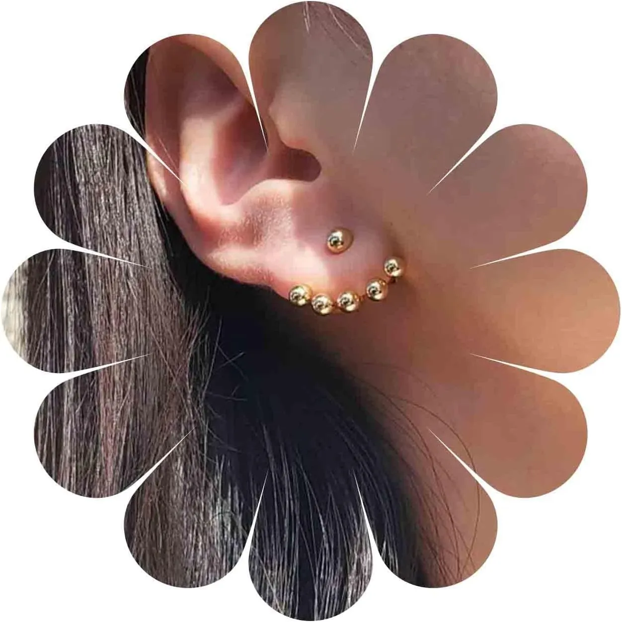 Vintage Ball Ear Jackets Earrings Front Back Studs Earrings Modern Ball Earrings Geometric Round Ear Climber Earrings Jewelry for Women