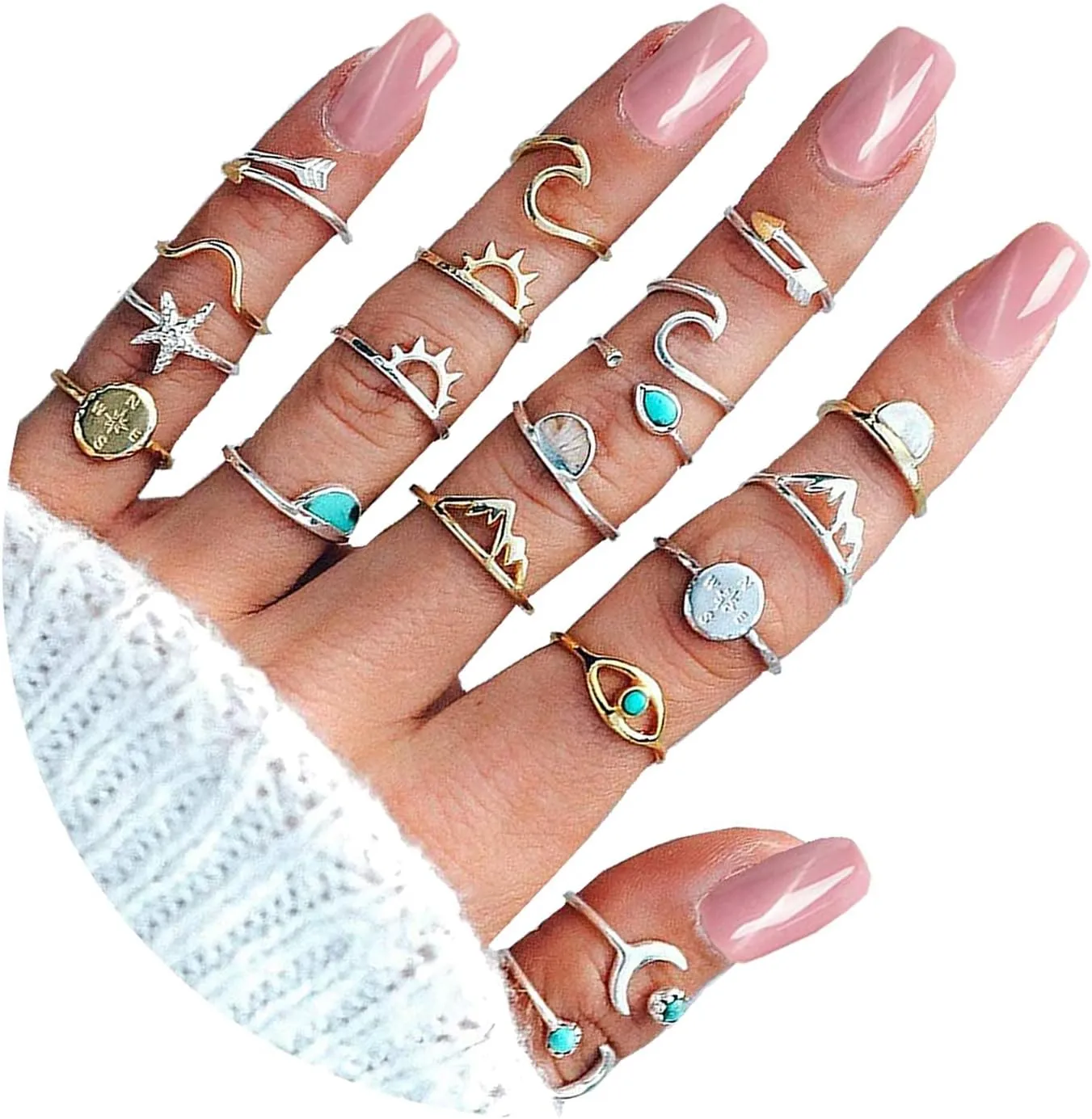 Vintage Black Knuckle Rings Set, Boho Butterfly Snake Stackable Finger Rings for Women, Silver Gold Midi Rings Pack