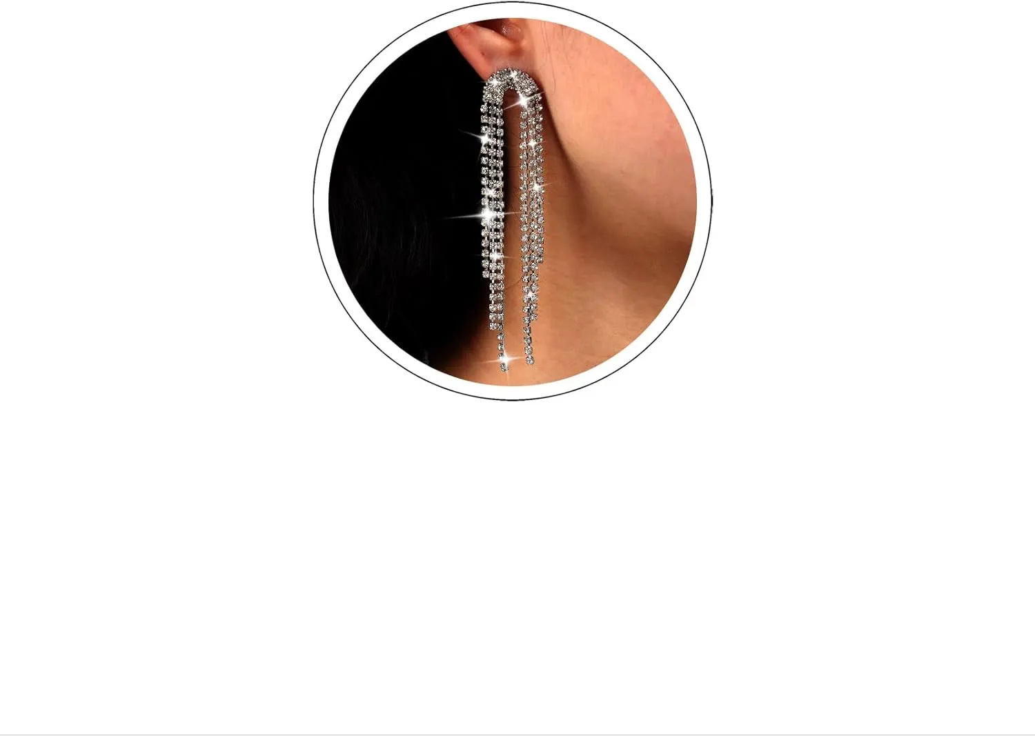 Vintage Long Rhinestone Chandelier Earrings Sparkling Cz Dangle Earrings Silver Crystal Tassel Earrings Crystal Drop Earrings Wedding Chandelier Statement Earrings Jewelry for Women