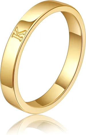 WFYOU 14K Gold Filled Rings for Women Non Tarnish Dainty Gold Initial Ring Stackable Gold Rings for Women Alphabet Letter Ring Wedding Bands Thin Thumb Pinky Stacking Rings Jewelry Gifts for Women